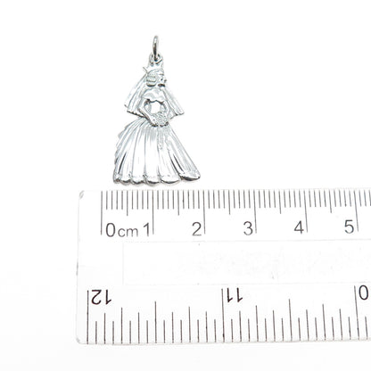 925 Sterling Silver Vintage Bride Charm Pendant