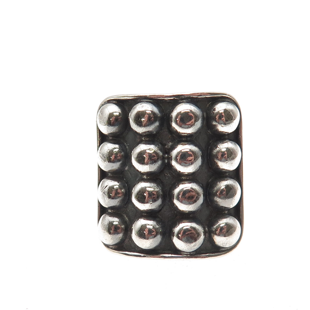 925 Sterling Silver Vintage Modernist Beaded Oxidized Ring Size 9