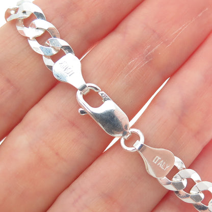 925 Sterling Silver Vintage Italy Curb Link Bracelet 7"