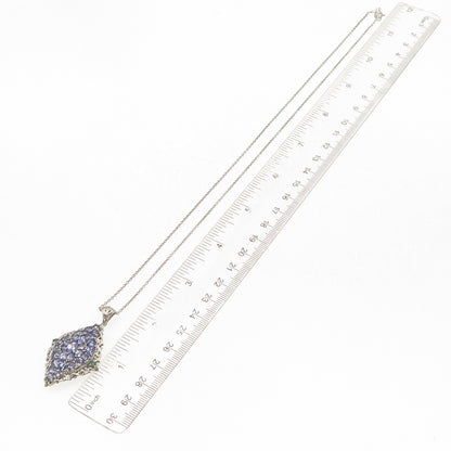 Chuck Clemency Sterling Silver Real Tanzanite & Emerald Cable Chain Necklace 20"