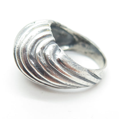 925 Sterling Silver Vintage Twisted Ribbed Dome Oxidized Ring Size 6