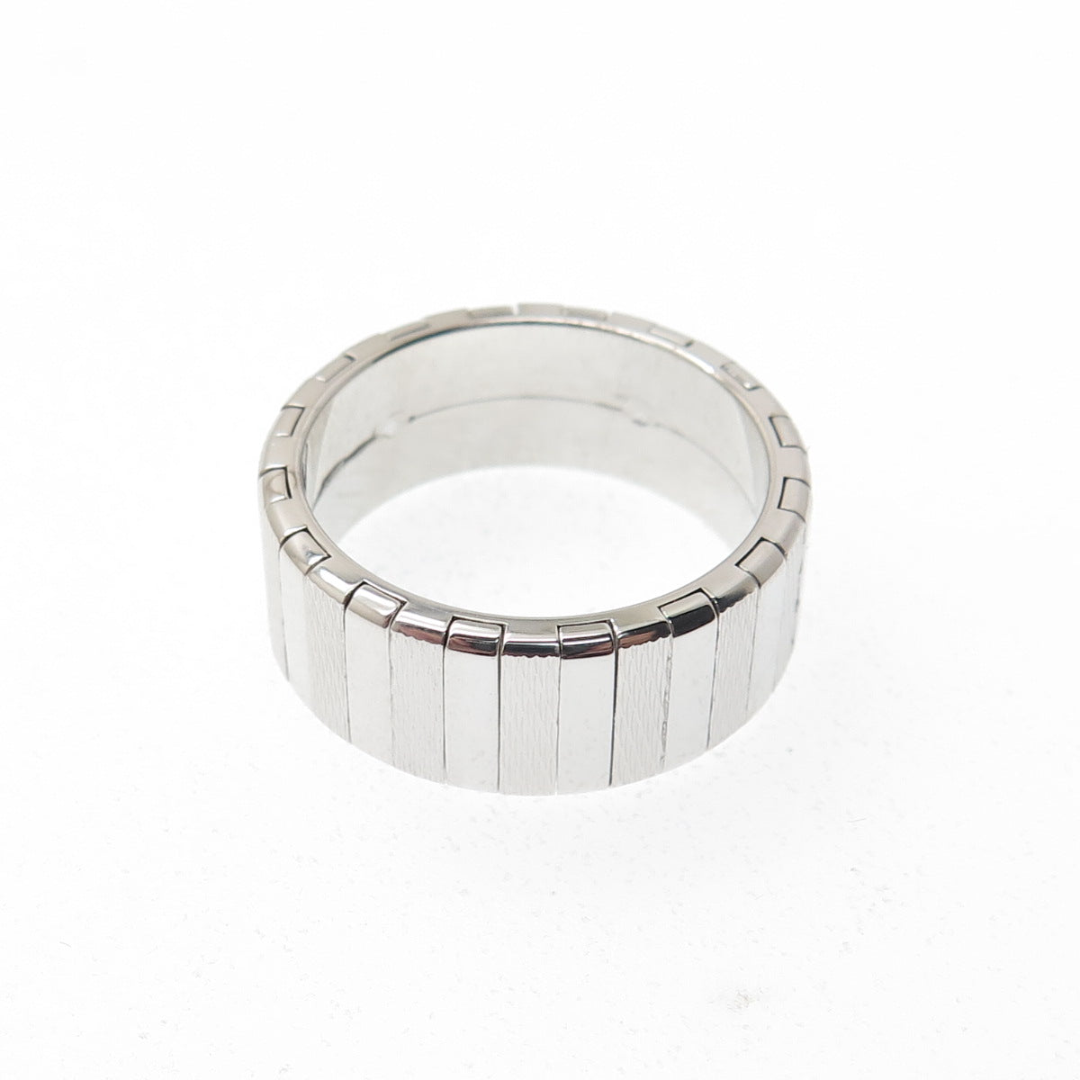 NEOS 925 Sterling Silver Textured Ribbed Band Ring Size 7.75