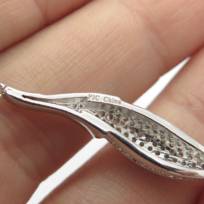 925 Sterling Silver C Z Modernist Pendant