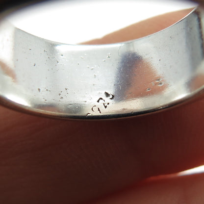 925 Sterling Silver Vintage Enamel Wave Rotating Band Ring Size 7.25