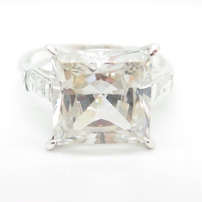 925 Sterling Silver Princess-Cut C Z Engagement Ring Size 11.25