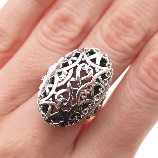 Silverman Brothers 925 Sterling Vintage Heart Ornate Oxidized Ring Size 7