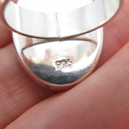 925 Sterling Silver Vintage Enamel Frida Kahlo Pressed Flowers Ring Size 6