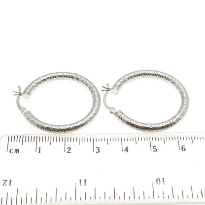 925 Sterling Silver Ornate Hoop Earrings