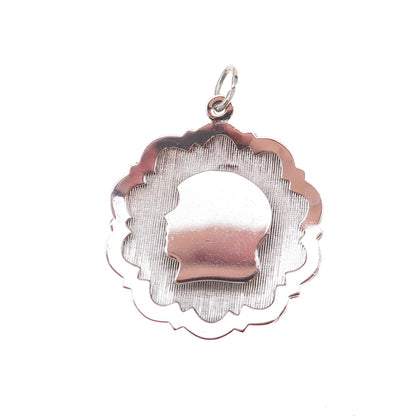 Town & Country 925 Sterling Silver Vintage Girl Profile Charm Pendant