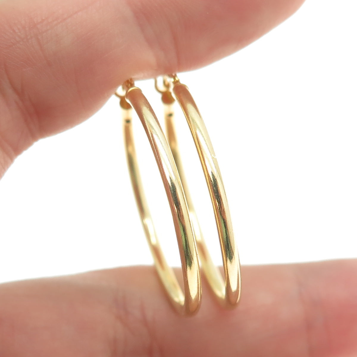 925 Sterling Silver Gold Plated Classic Hinged Hoop Earrings