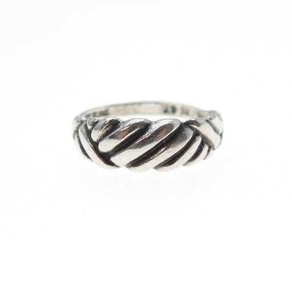 925 Sterling Silver Vintage 1987 Modernist Ribbed Oxidized Ring Size 7.5