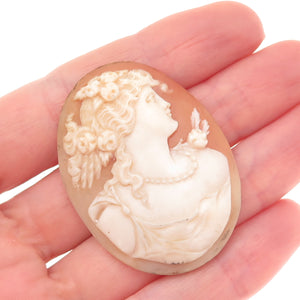 Vintage Real Mother-of-Pearl Carved Lady Cameo