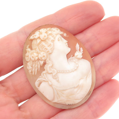 Vintage Real Mother-of-Pearl Carved Lady Cameo