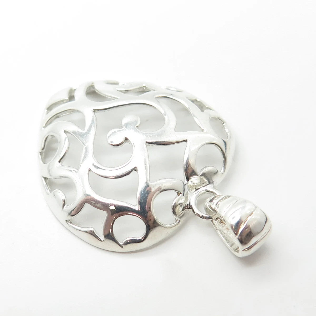 925 Sterling Silver Vintage Italy Milor Ornate Heart Pendant