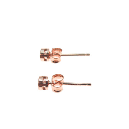 925 Sterling Silver Rose Gold Plated Round-Cut C Z Stud Earrings