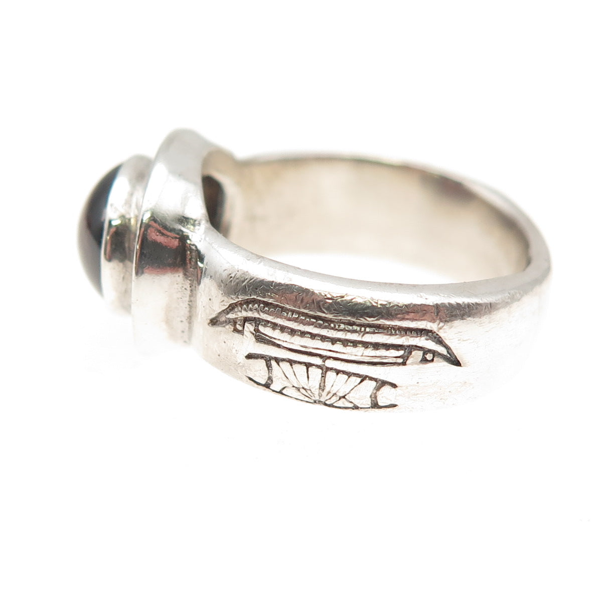 925 Sterling Silver Vintage Real Tourmaline Kabbalah Judaica Ring Size 6.75