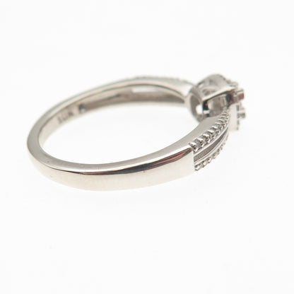 Sun 925 Sterling Silver Real Round-Cut Diamond Engagement Ring Size 7