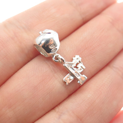 REFLECTION BEADS 925 Sterling Silver Enamel #1 Teacher Apple Slide Dangle Charm