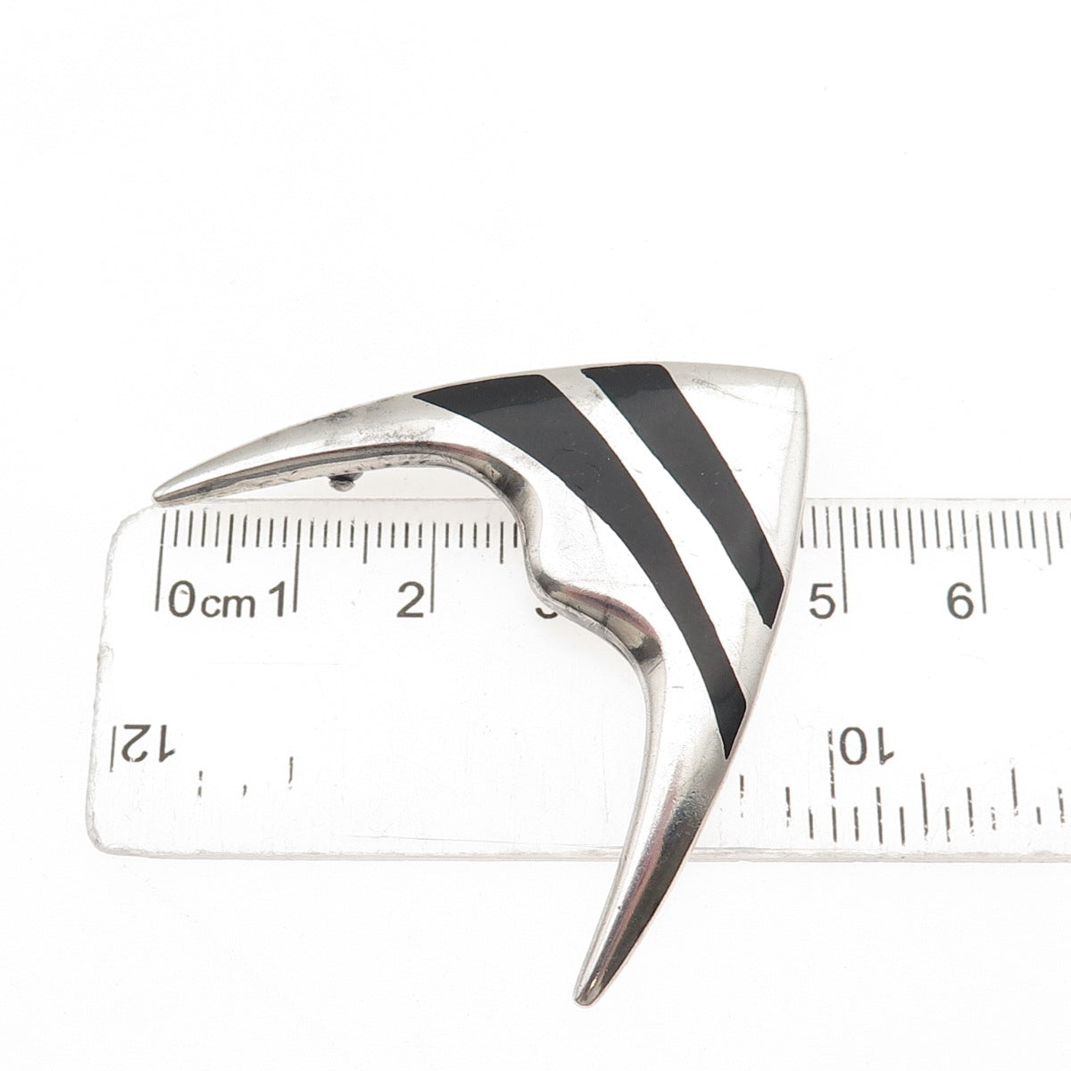Meka 925 Sterling Silver Vintage Denmark Enamel Modernist Fish Pin Brooch