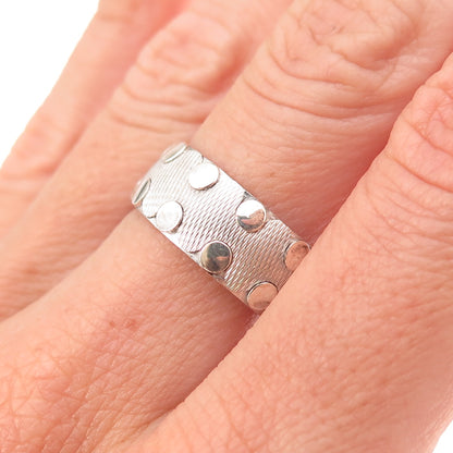 Neos 925 Sterling Silver Dotted Band Ring Size 7.75