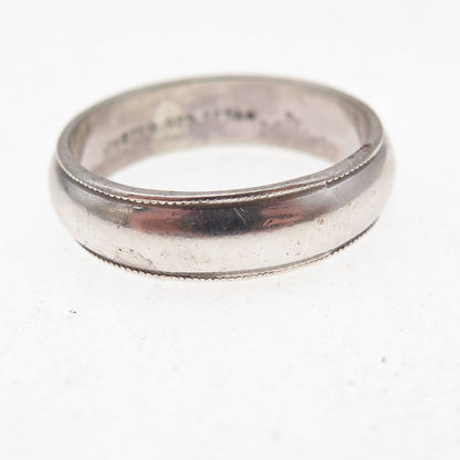Seta 925 Sterling Silver Vintage Wedding Oxidized Band Ring Size 10.25