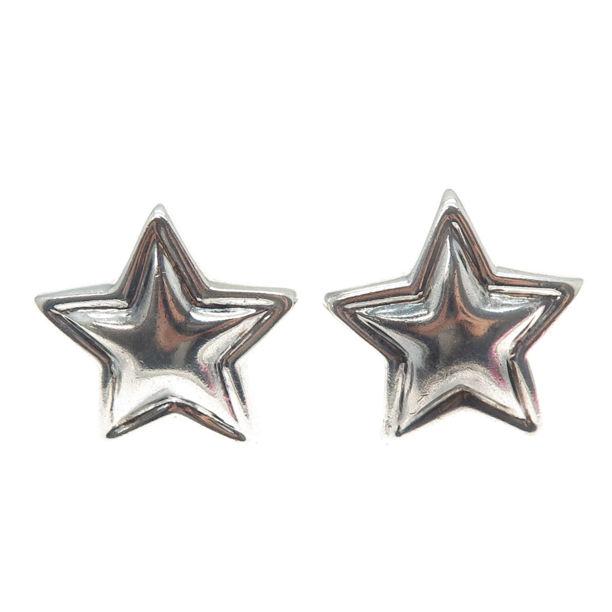 ZINA 925 Sterling Silver Vintage Modernist Star Oxidized Clip On Earrings