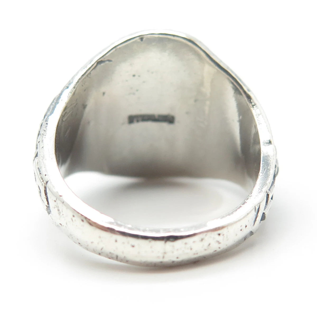 925 Sterling Silver Vintage Blue Glass "St. Leo" School Ring Size 7