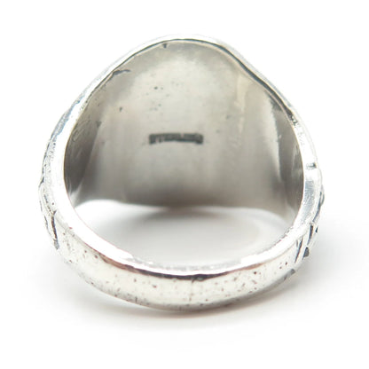 925 Sterling Silver Vintage Blue Glass "St. Leo" School Ring Size 7