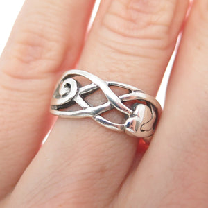 925 Sterling Silver Vintage Celtic Knot Heart Arrow Oxidized Ring Size 6.25