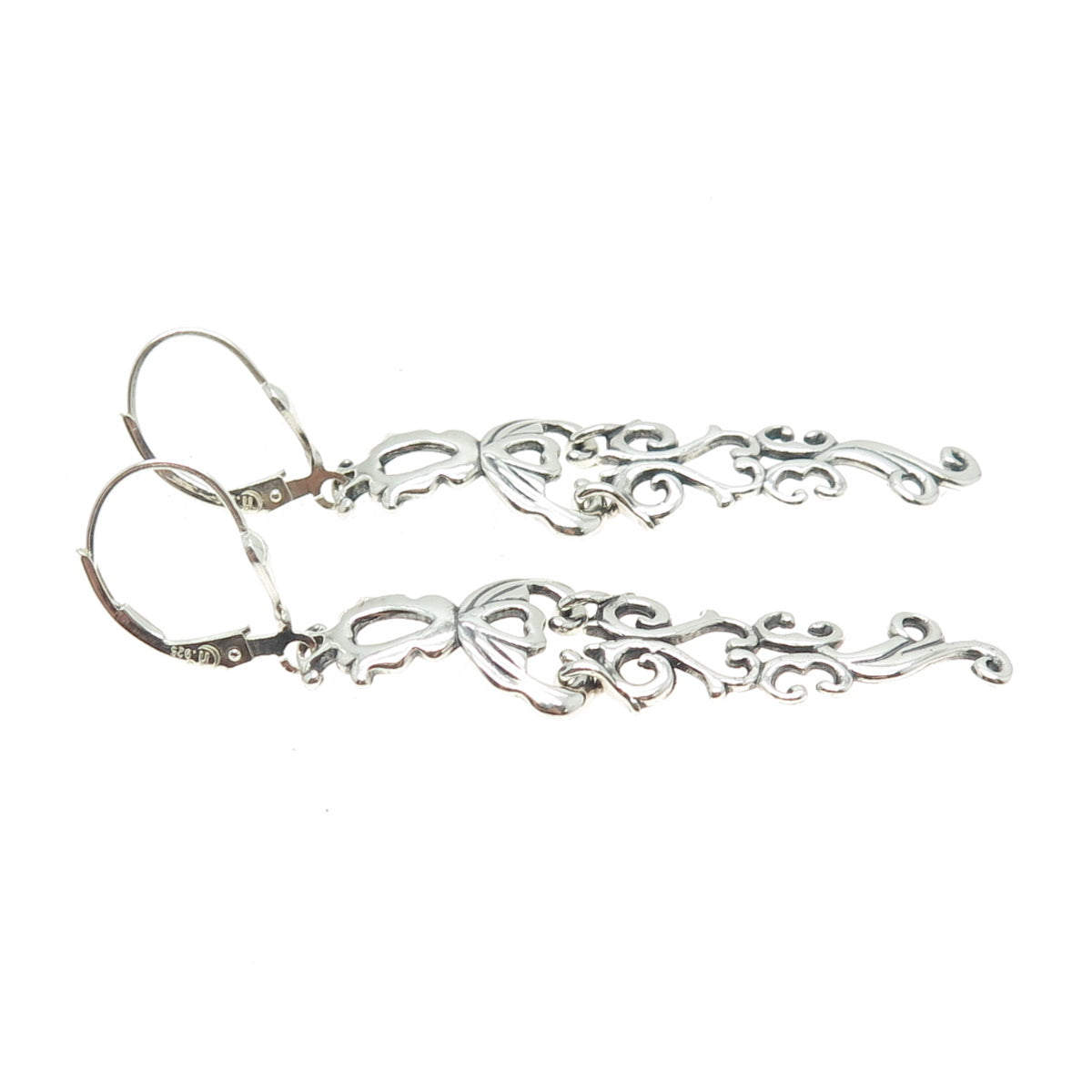 CAROLYN POLLACK 925 Sterling Silver Vintage Ornate Dangle Earrings