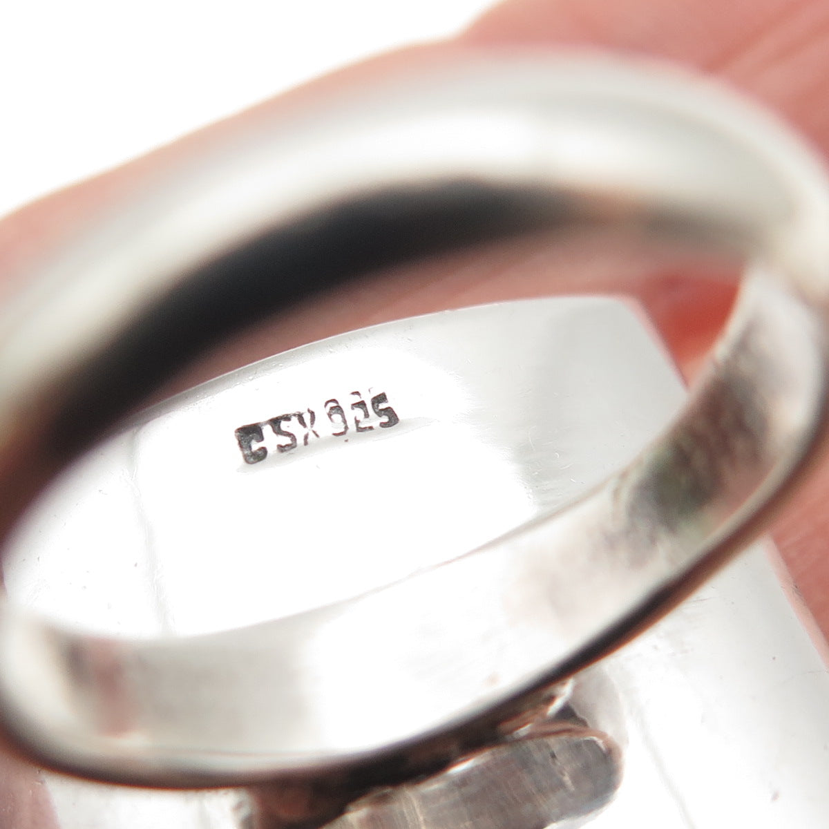 SX Sally C 925 Sterling Silver Vintage Real Abalone Shell Modernist Ring Size 7