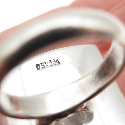 SX Sally C 925 Sterling Silver Vintage Real Abalone Shell Modernist Ring Size 7