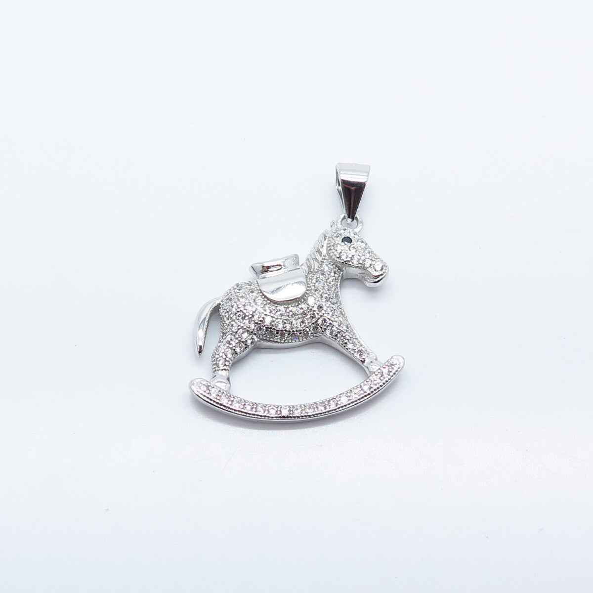 925 Sterling Silver C Z Rocking Horse Pendant