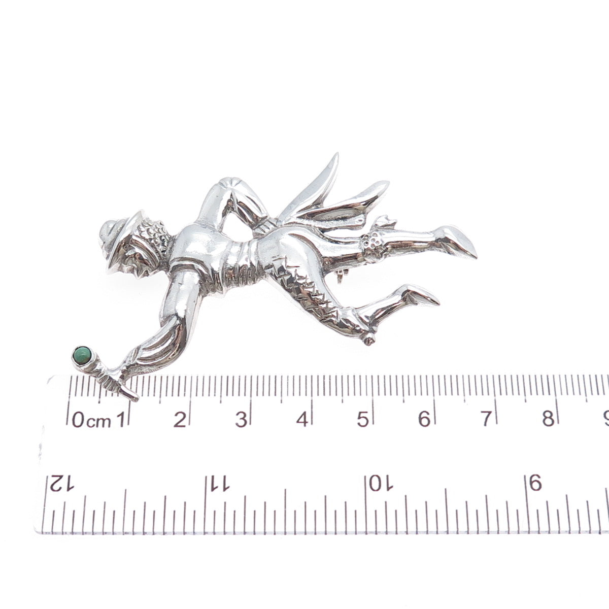 925 Sterling Silver Vintage Mexico Real Turquoise Dancer Pin Brooch