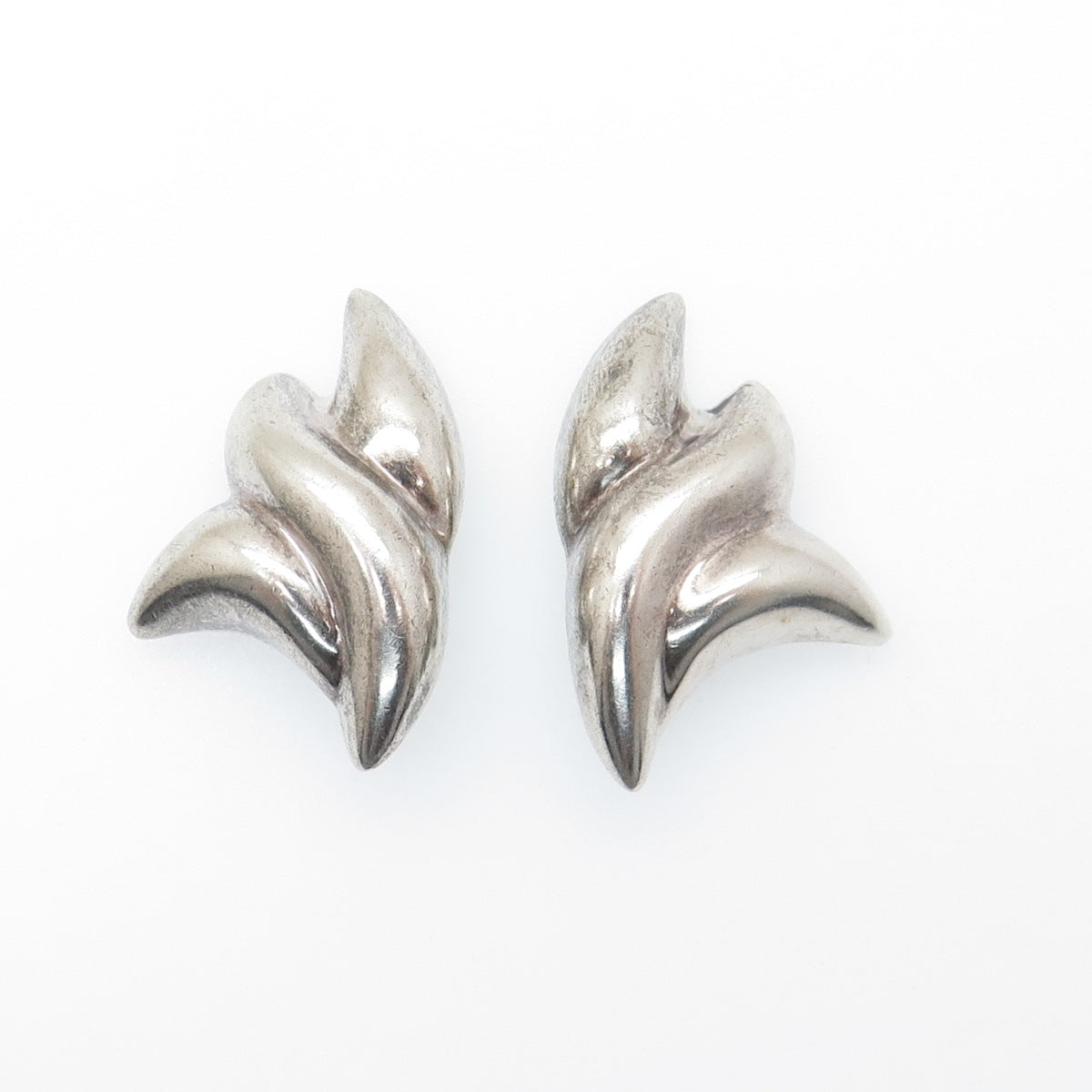FRANCISCO RIVERA 925 Sterling Silver Vintage Mexico Modernist Clip On Earrings