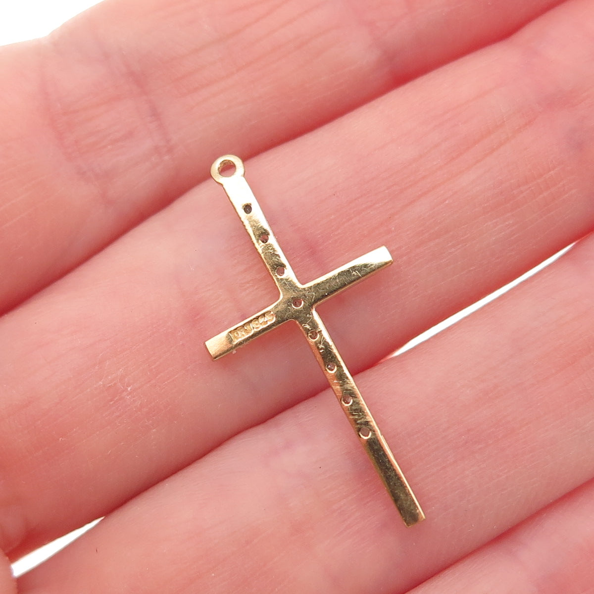 DBJ Dee Berkle Sterling Silver Gold Plated Real Round-Cut Diamond Cross Pendant