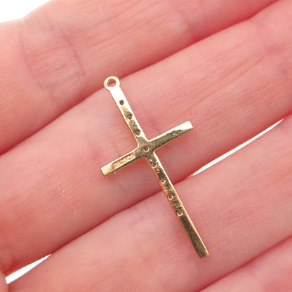 DBJ Dee Berkle Sterling Silver Gold Plated Real Round-Cut Diamond Cross Pendant