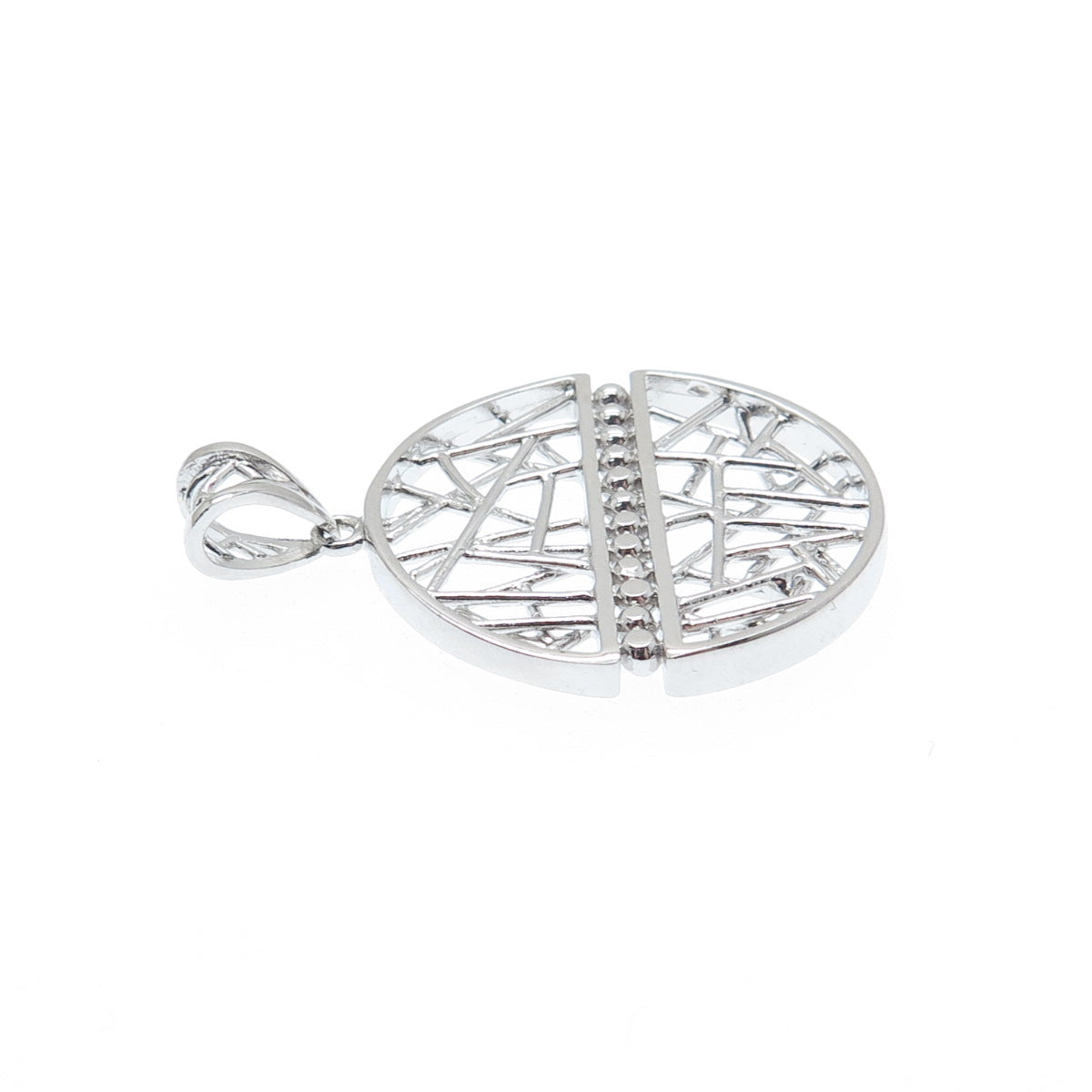 925 Sterling Silver Modernist Beaded Charm Pendant