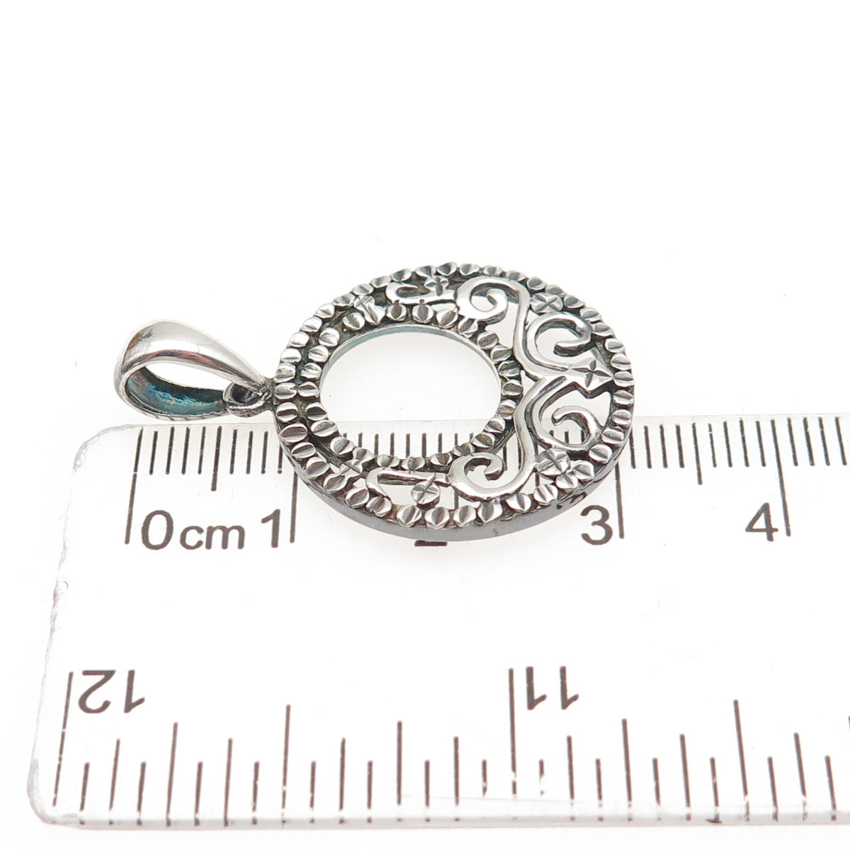 JCM Jacmel Mauritius 925 Sterling Silver Vintage Crescent Circle Charm Pendant