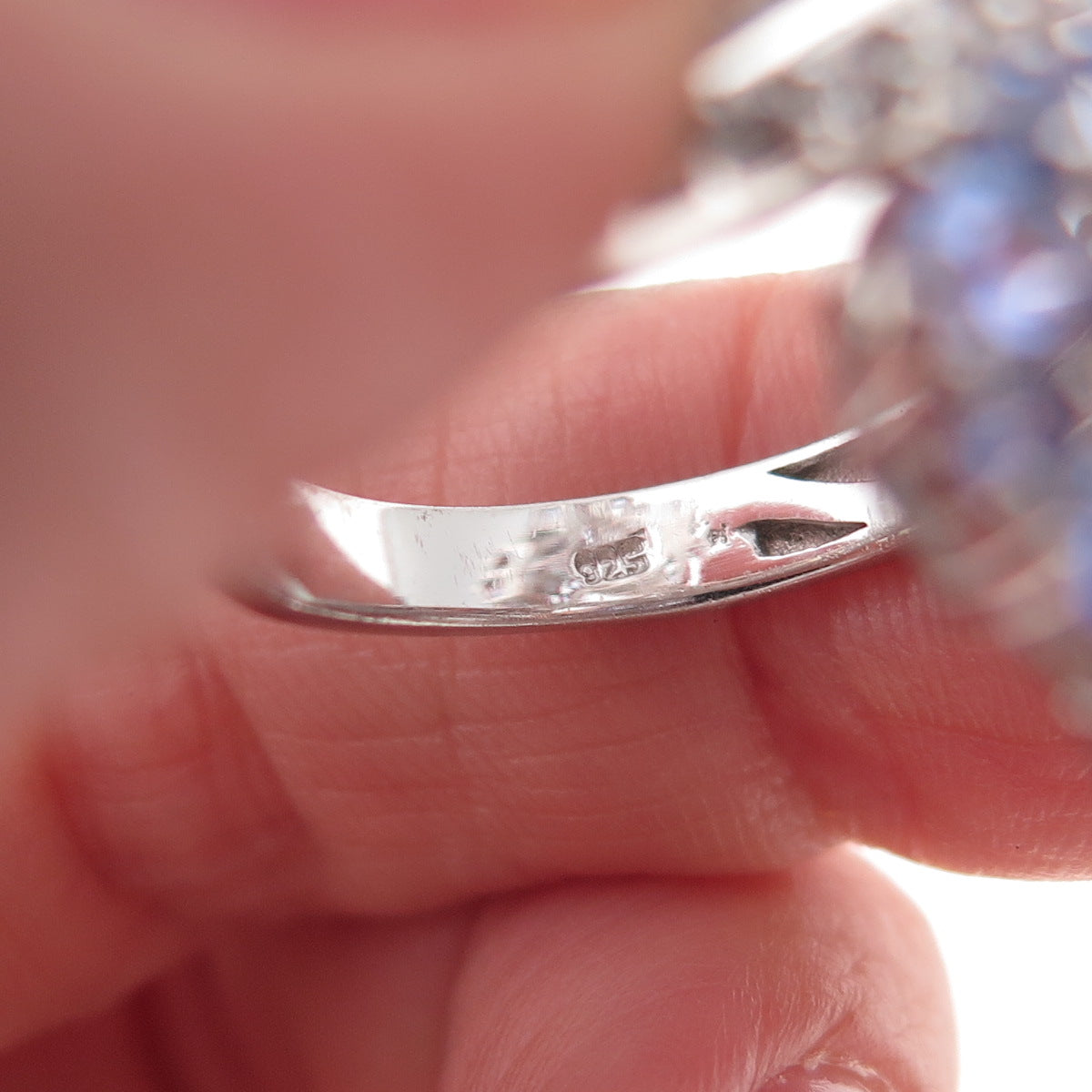 Chuck Clemency 925 Sterling Silver Real Tanzanite & White Topaz Ring Size 8.25