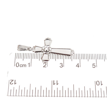 Theda 925 Sterling Silver Vintage Real White Topaz Cross Charm Pendant