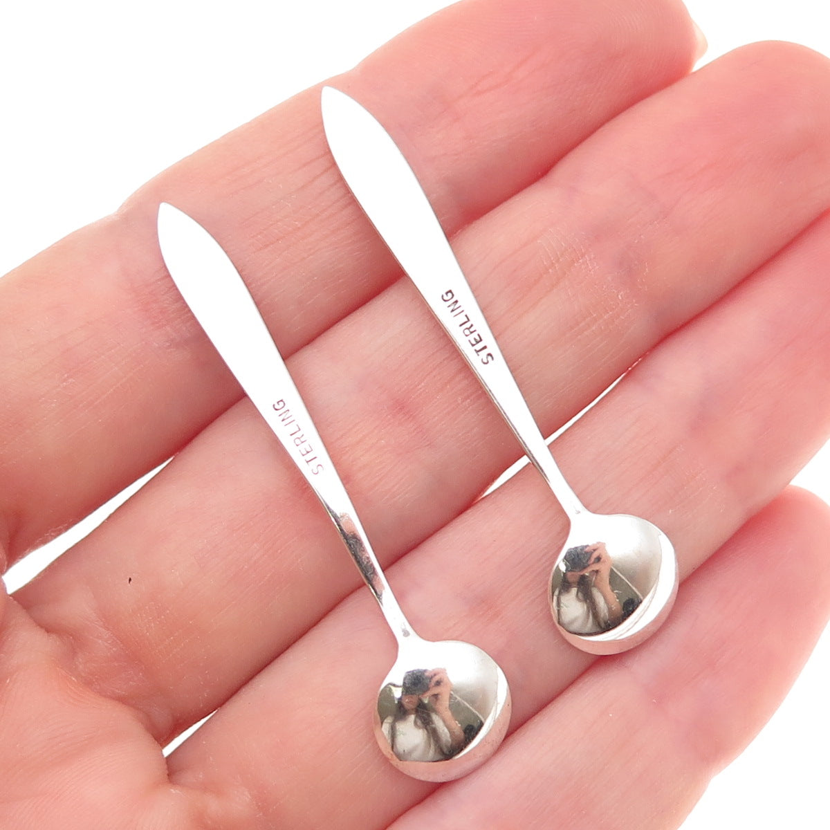 Kirk Stieff Sterling Silver Vintage 1957 Cynthia SET of 2 Salt & Spices Spoons