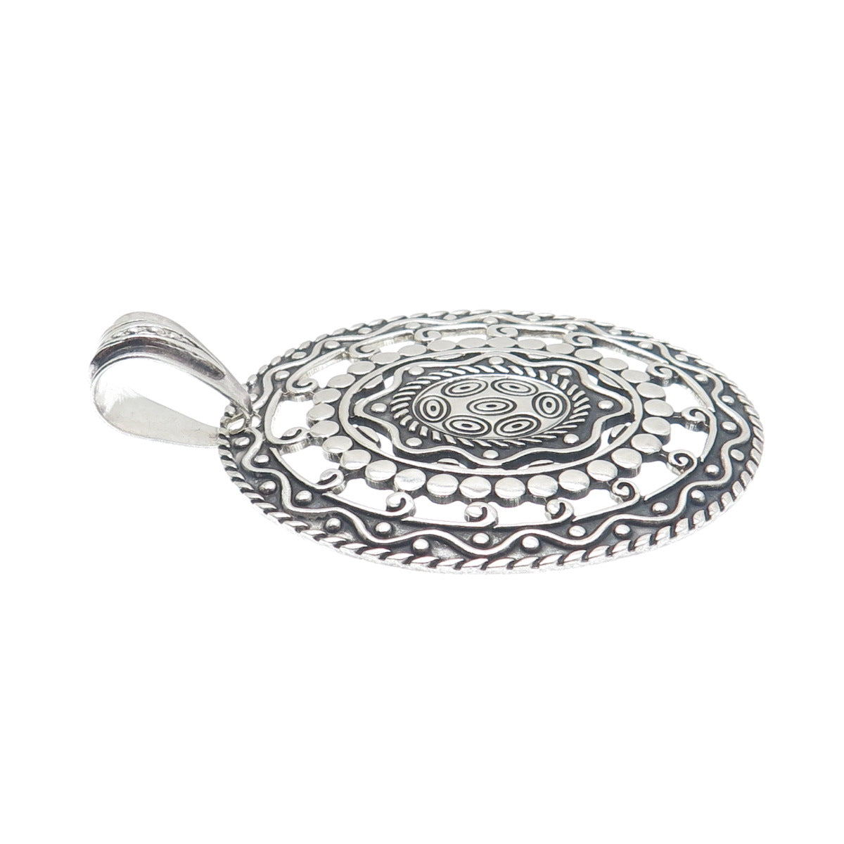 925 Sterling Silver Vintage Mexico Modernist Oxidized Pendant