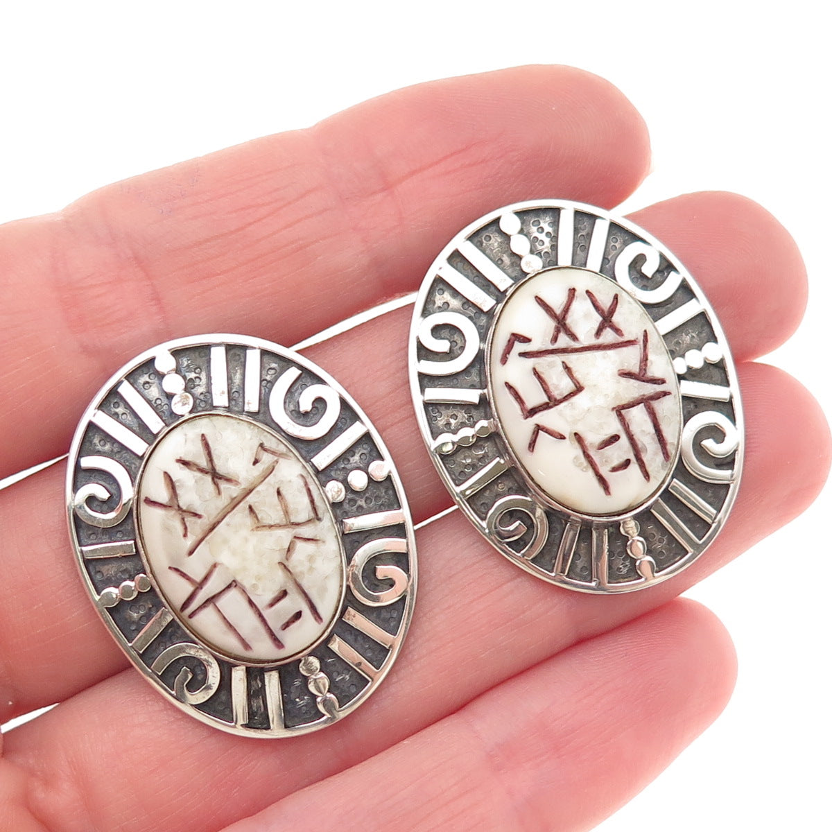 ZEALANDIA 925 Sterling Silver Vintage Minoan Crete Oxidized Earrings