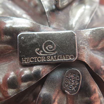 HECTOR SALGADO 950 Silver Vintage Mexico Sunstone Flower Oxidized Slide Pendant