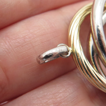 925 Sterling Silver 2-Tone Vintage Interlocked Trinity Knot Charm Pendant