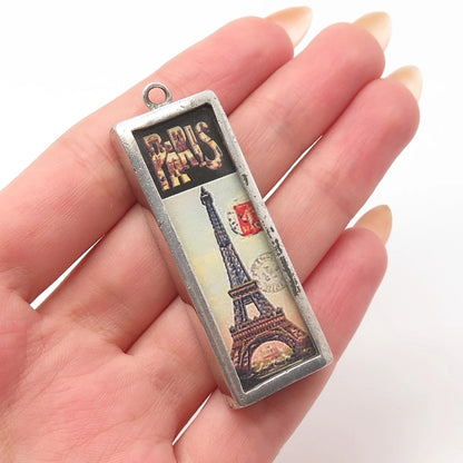925 Sterling Silver Vintage Pick Up Sticks Jewelry "Paris" Eiffel Tower Pendant