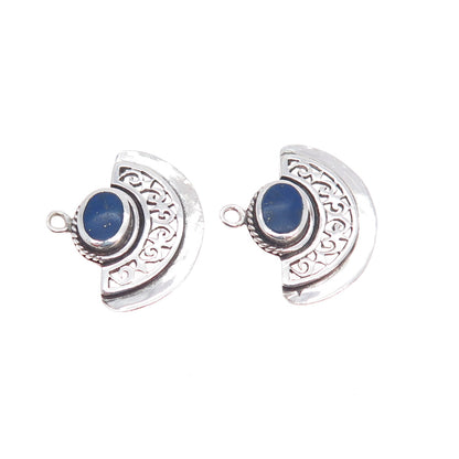 BOMA 925 Sterling Silver Vintage Real Lapis Lazuli Modernist Jacket Earrings