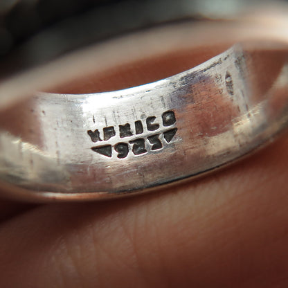 925 Sterling Silver Vintage Mexico Rotating Band Oxidized Ring Size 7.25