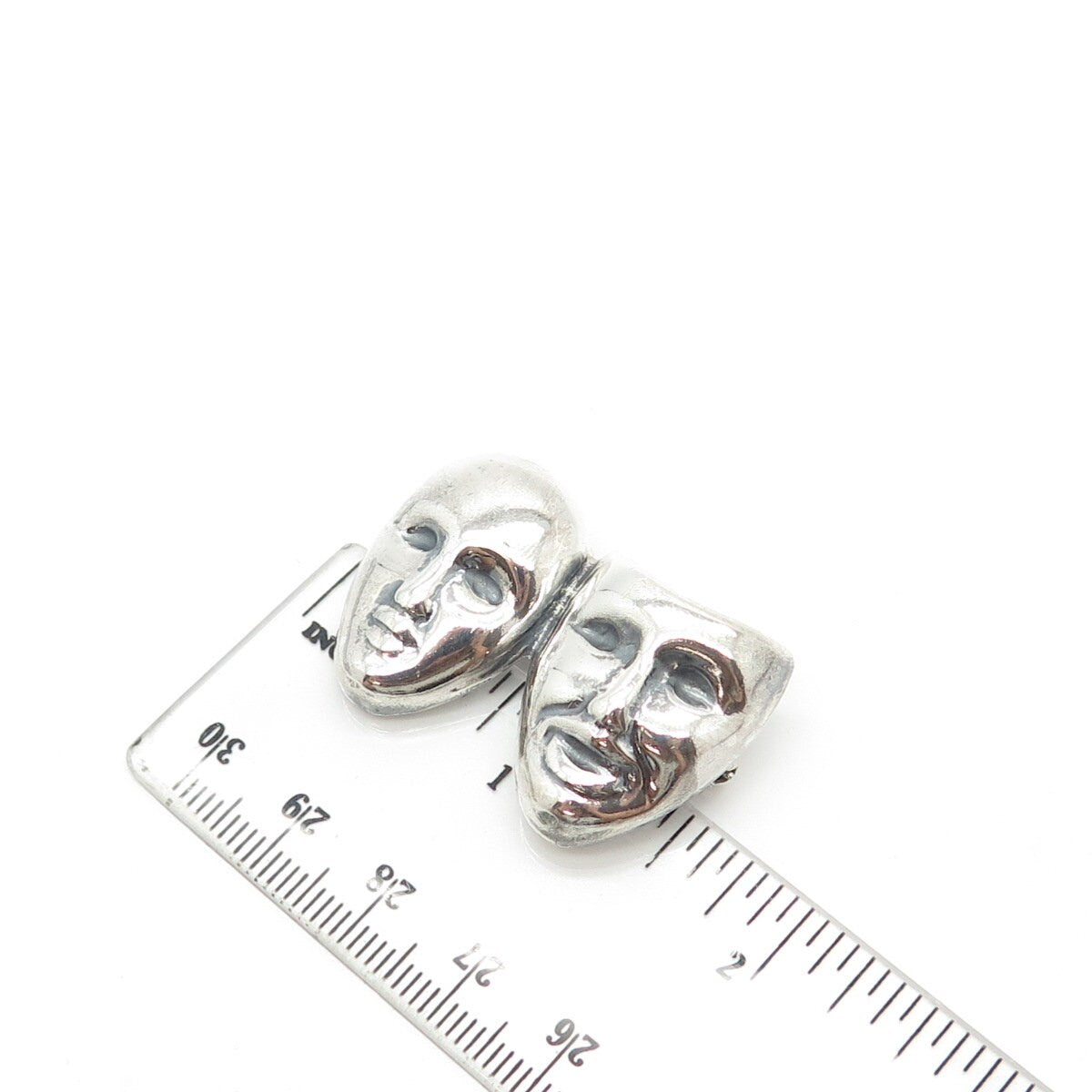 925 Sterling Silver Vintage Mexico Sock & Buskin Tragedy Comedy Masks Pin Brooch